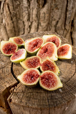 Figs split and ready to eat on the Mediterranean coastの写真素材