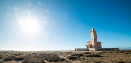 Abandoned church in the salt flats of Cabo de Gata, Spainの写真素材