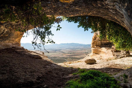 Large mountain with caves and a large erosion, Murcia, Spainの写真素材