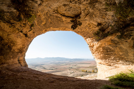 Large mountain with caves and a large erosion, Murcia, Spainの写真素材