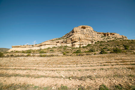 Large mountain with caves and a large erosion, Murcia, Spainの写真素材