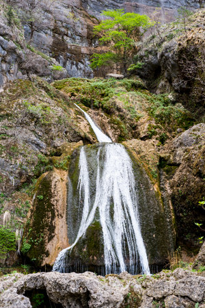 Waterfall in the national park of Riopar, Albacete, Spain.の写真素材