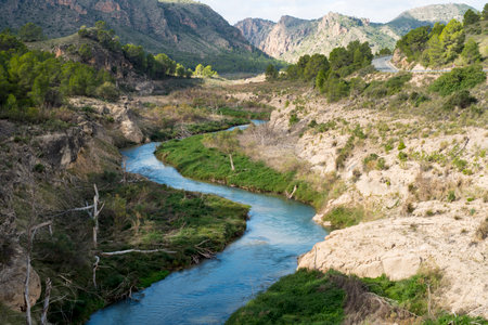 River in the mountains of the Sierra de Guadiana, Spainの写真素材