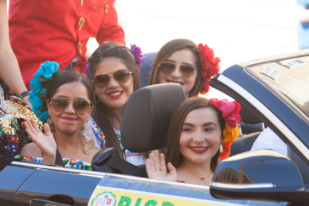 Brownsville, Texas, USA - February 23, 2017, BISD Children's Charro Days Parade is part of the Charro Days Fiesta - Fiestas Mexicanas, A bi-national festival between USA and Mexico.のeditorial素材