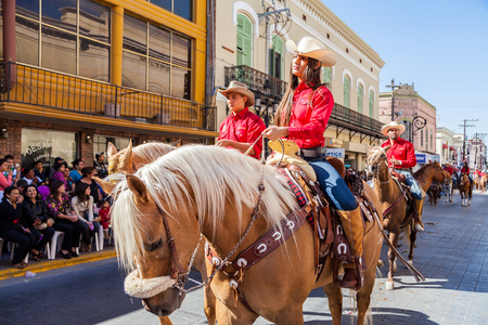 Matamoros, Tamaulipas, Mexico - March 02, 2013, Desfile Fiestas Mexicanas is part of the Charro Days Fiesta - Fiestas Mexicanas, A bi-national festival between USA and Mexico.のeditorial素材