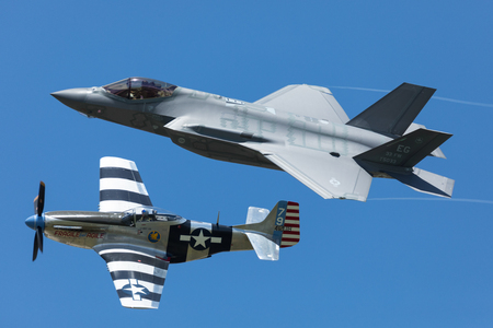 Dayton, Ohio, USA - June 25, 2017 The Vectren Dayton Air Show, Performers and static displays.のeditorial素材