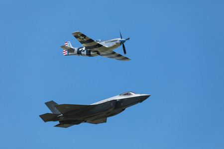 Dayton, Ohio, USA - June 25, 2017 The Vectren Dayton Air Show, Performers and static displays.のeditorial素材