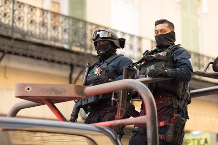 Matamoros, Tamaulipas, Mexico - February 24, 2018: Mexican armed forces during operations in north easthern Mexico.のeditorial素材