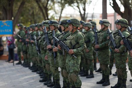 Matamoros, Tamaulipas, Mexico - February 24, 2018: Mexican armed forces during operations in north...