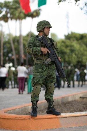 Matamoros, Tamaulipas, Mexico - February 24, 2018: Mexican armed forces during operations in north easthern Mexico.のeditorial素材