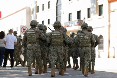 Matamoros, Tamaulipas, Mexico - February 24, 2018: Mexican armed forces during operations in north easthern Mexico.のeditorial素材
