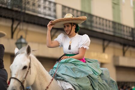 Matamoros, Tamaulipas, Mexico - February 24, 2018, Desfile Fiestas Mexicanas is part of the Charro Days Fiesta - Fiestas Mexicanas, A bi-national festival between USA and Mexico.のeditorial素材