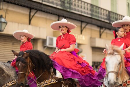 Matamoros, Tamaulipas, Mexico - February 24, 2018, Desfile Fiestas Mexicanas is part of the Charro Days Fiesta - Fiestas Mexicanas, A bi-national festival between USA and Mexico.のeditorial素材
