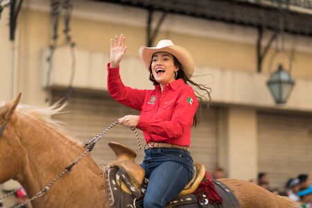 Matamoros, Tamaulipas, Mexico - February 24, 2018, Desfile Fiestas Mexicanas is part of the Charro Days Fiesta - Fiestas Mexicanas, A bi-national festival between USA and Mexico.のeditorial素材