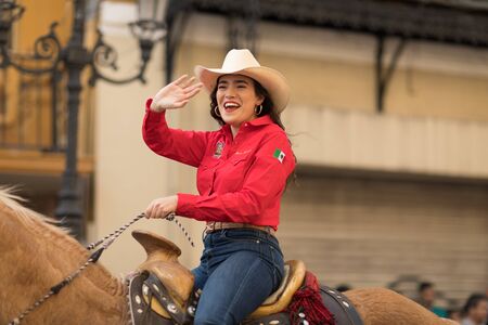 Matamoros, Tamaulipas, Mexico - February 24, 2018, Desfile Fiestas Mexicanas is part of the Charro Days Fiesta - Fiestas Mexicanas, A bi-national festival between USA and Mexico.のeditorial素材