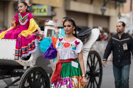 Matamoros, Tamaulipas, Mexico - February 24, 2018, Desfile Fiestas Mexicanas is part of the Charro Days Fiesta - Fiestas Mexicanas, A bi-national festival between USA and Mexico.のeditorial素材