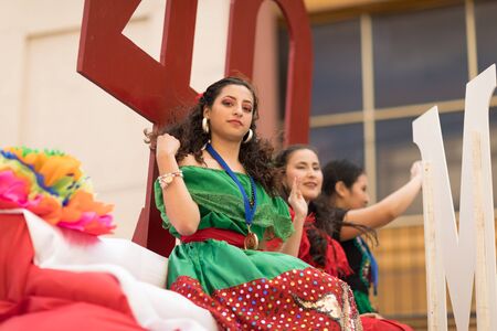 Matamoros, Tamaulipas, Mexico - February 24, 2018, Desfile Fiestas Mexicanas is part of the Charro Days Fiesta - Fiestas Mexicanas, A bi-national festival between USA and Mexico.のeditorial素材