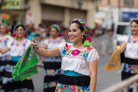 Matamoros, Tamaulipas, Mexico - February 24, 2018, Desfile Fiestas Mexicanas is part of the Charro Days Fiesta - Fiestas Mexicanas, A bi-national festival between USA and Mexico.のeditorial素材