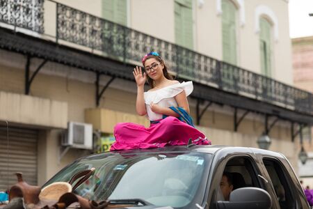 Matamoros, Tamaulipas, Mexico - February 24, 2018, Desfile Fiestas Mexicanas is part of the Charro Days Fiesta - Fiestas Mexicanas, A bi-national festival between USA and Mexico.のeditorial素材