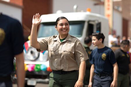 Brownsville, Texas, USA - February 24, 2018, Grand International Parade is part of the Charro Days Fiesta - Fiestas Mexicanas, A bi-national festival between USA and Mexico.のeditorial素材