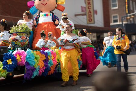 Brownsville, Texas, USA - February 24, 2018, Grand International Parade is part of the Charro Days Fiesta - Fiestas Mexicanas, A bi-national festival between USA and Mexico.のeditorial素材