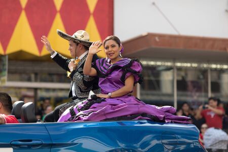 Brownsville, Texas, USA - February 24, 2018, Grand International Parade is part of the Charro Days Fiesta - Fiestas Mexicanas, A bi-national festival between USA and Mexico.のeditorial素材
