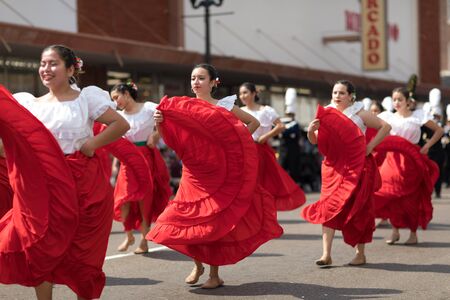 Brownsville, Texas, USA - February 24, 2018, Grand International Parade is part of the Charro Days Fiesta - Fiestas Mexicanas, A bi-national festival between USA and Mexico.のeditorial素材