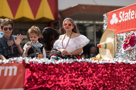 Brownsville, Texas, USA - February 24, 2018, Grand International Parade is part of the Charro Days Fiesta - Fiestas Mexicanas, A bi-national festival between USA and Mexico.のeditorial素材