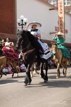 Brownsville, Texas, USA - February 24, 2018, Grand International Parade is part of the Charro Days Fiesta - Fiestas Mexicanas, A bi-national festival between USA and Mexico.のeditorial素材