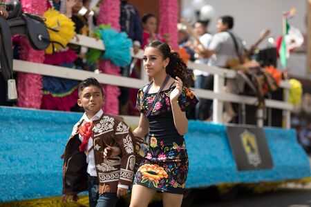 Brownsville, Texas, USA - February 24, 2018, Grand International Parade is part of the Charro Days Fiesta - Fiestas Mexicanas, A bi-national festival between USA and Mexico.のeditorial素材