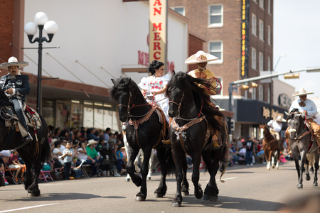 Brownsville, Texas, USA - February 24, 2018, Grand International Parade is part of the Charro Days Fiesta - Fiestas Mexicanas, A bi-national festival between USA and Mexico.のeditorial素材