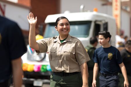 Brownsville, Texas, USA - February 24, 2018, Grand International Parade is part of the Charro Days Fiesta - Fiestas Mexicanas, A bi-national festival between USA and Mexico.のeditorial素材