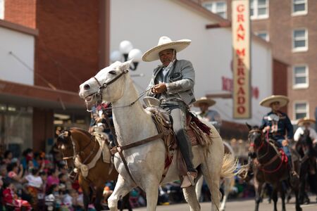 Brownsville, Texas, USA - February 24, 2018, Grand International Parade is part of the Charro Days Fiesta - Fiestas Mexicanas, A bi-national festival between USA and Mexico.のeditorial素材