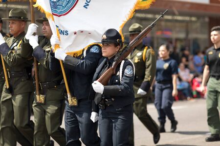 Brownsville, Texas, USA - February 24, 2018, Grand International Parade is part of the Charro Days Fiesta - Fiestas Mexicanas, A bi-national festival between USA and Mexico.のeditorial素材