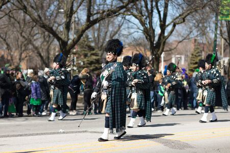 Chicago, Illinois, USA - March 11, 2018, The South Side Irish Parade is a cultural and religious celebration from Ireland in honor of  Saint Patrick.のeditorial素材