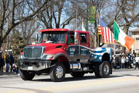 Chicago, Illinois, USA - March 11, 2018, The South Side Irish Parade is a cultural and religious celebration from Ireland in honor of  Saint Patrick.のeditorial素材