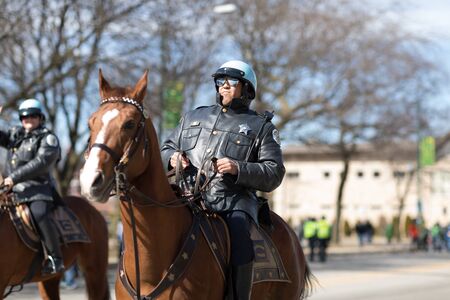 Chicago, Illinois, USA - March 11, 2018, The South Side Irish Parade is a cultural and religious celebration from Ireland in honor of  Saint Patrick.のeditorial素材