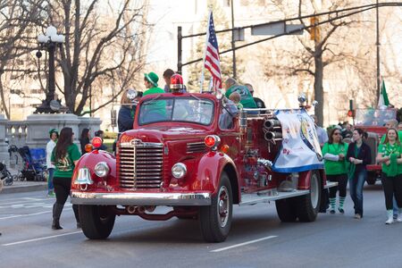 Indianapolis, Indiana, USA - March 17, 2016, The St. Patrickâs Day Parade is a cultural and religious celebration from Ireland in honor of  Saint Patrick.のeditorial素材