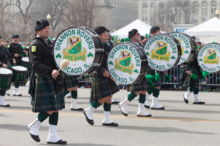Chicago, Illinois, USA - March 12, 2016, The St. Patrick's Day Parade is a cultural and religious celebration from Ireland in honor of  Saint Patrick.のeditorial素材