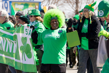 Chicago, Illinois, USA - March 17, 2018, The St. Patrick's Day Parade is a cultural and religious celebration from Ireland in honor of  Saint Patrick.のeditorial素材