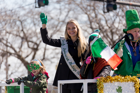Chicago, Illinois, USA - March 17, 2018, The St. Patrick's Day Parade is a cultural and religious celebration from Ireland in honor of  Saint Patrick.のeditorial素材