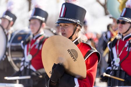 Chicago, Illinois, USA - March 17, 2018, The St. Patrick's Day Parade is a cultural and religious celebration from Ireland in honor of  Saint Patrick.のeditorial素材