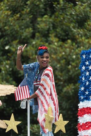 Washington, D.C., USA - July 4, 2017, The National Independence Day Parade is the  Fourth of July Parade in the capital of the United States, it  commemorates the adoption of the Declaration of Independence, only selected schools, and other groups particiのeditorial素材