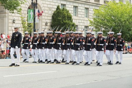 Washington, D.C., USA - July 4, 2017, The National Independence Day Parade is the  Fourth of July Parade in the capital of the United States, it  commemorates the adoption of the Declaration of Independence, only selected schools, and other groups particiのeditorial素材