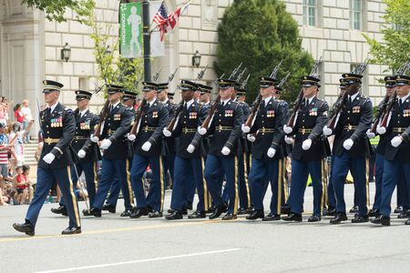 Washington, D.C., USA - July 4, 2017, The National Independence Day Parade is the  Fourth of July Parade in the capital of the United States, it  commemorates the adoption of the Declaration of Independence, only selected schools, and other groups particiのeditorial素材