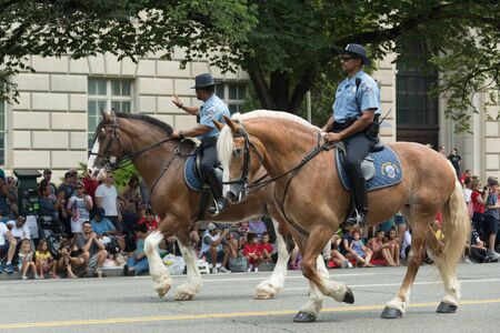 Washington, D.C., USA - July 4, 2017, The National Independence Day Parade is the  Fourth of July Parade in the capital of the United States, it  commemorates the adoption of the Declaration of Independence, only selected schools, and other groups particiのeditorial素材