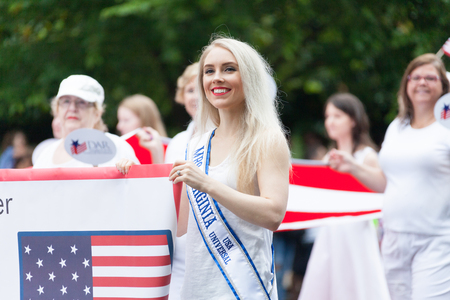 Washington, D.C., USA - July 4, 2016, The National Independence Day Parade is the  Fourth of July Parade in the capital of the United States, it  commemorates the adoption of the Declaration of Independence, only selected schools, and other groups particiのeditorial素材