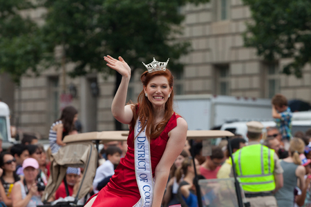 Washington, D.C., USA - July 4, 2015, The National Independence Day Parade is the  Fourth of July Parade in the capital of the United States, it  commemorates the adoption of the Declaration of Independence, only selected schools, and other groups particiのeditorial素材