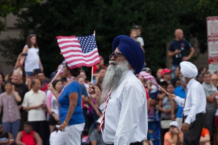 Washington, D.C., USA - July 4, 2015, The National Independence Day Parade is the  Fourth of July Parade in the capital of the United States, it  commemorates the adoption of the Declaration of Independence, only selected schools, and other groups particiのeditorial素材