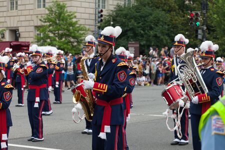 Washington, D.C., USA - July 4, 2015, The National Independence Day Parade is the  Fourth of July Parade in the capital of the United States, it  commemorates the adoption of the Declaration of Independence, only selected schools, and other groups particiのeditorial素材